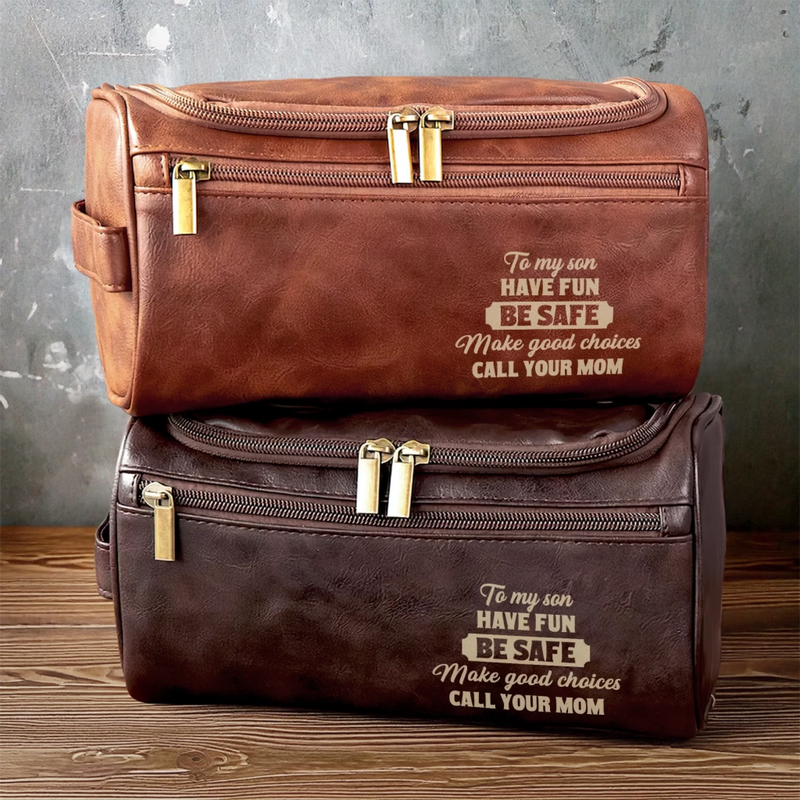 Custom Engraved Leather Toiletry Bag - Personalized Birthday Gifts For Son, Grandson - You Make Us Proud