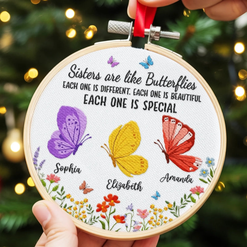 Custom Embroidered Ornament - Personalized Best Friend Christmas Birthday Gifts For Women, Besties, Sisters, BFF - Wild Hearts Same Journey