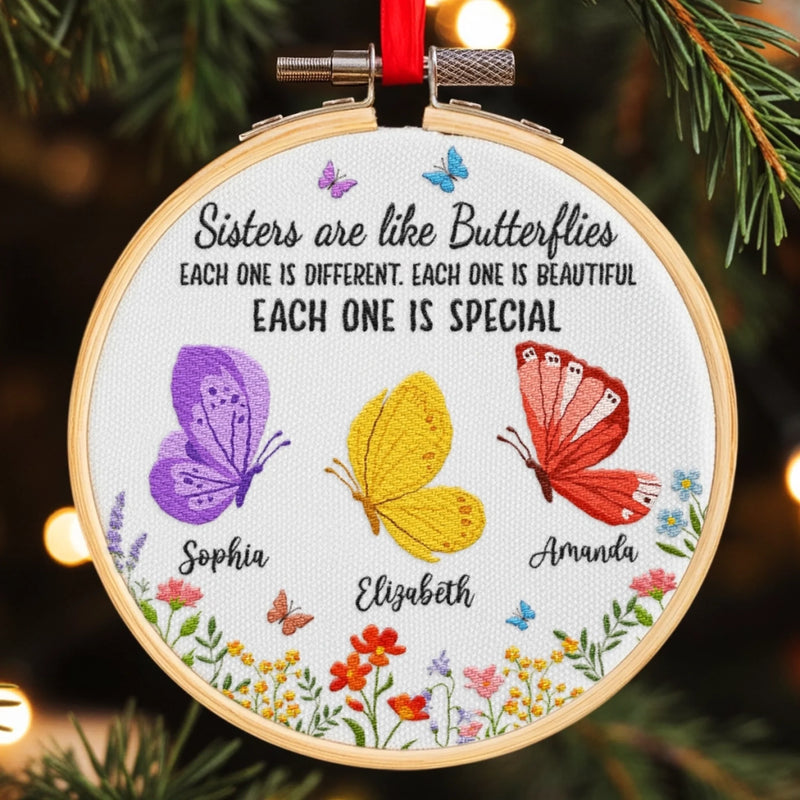 Custom Embroidered Ornament - Personalized Best Friend Christmas Birthday Gifts For Women, Besties, Sisters, BFF - Wild Hearts Same Journey