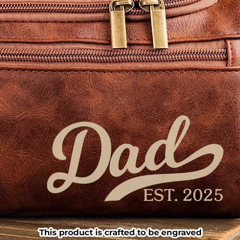 Custom Engraved Leather Toiletry Bag - Personalized Birthday Gifts For Dad, Grandpa - Strong Roots Gentle Hearts