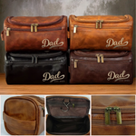Custom Engraved Leather Toiletry Bag - Personalized Birthday Gifts For Dad - Strong Roots Gentle Hearts