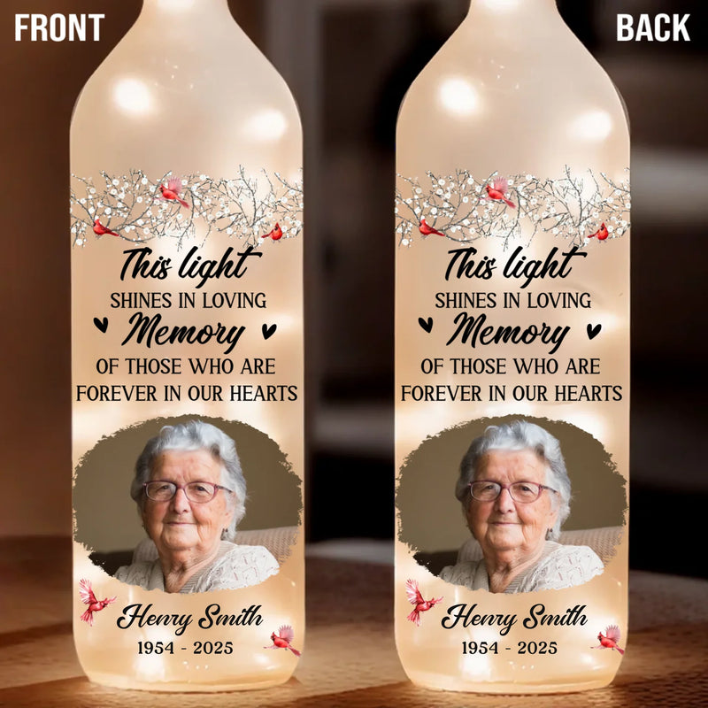 Custom Photo Time Passes, But Love Remains - Memorial Personalized Custom Bottle Lamp - Sympathy Gift For Family Members