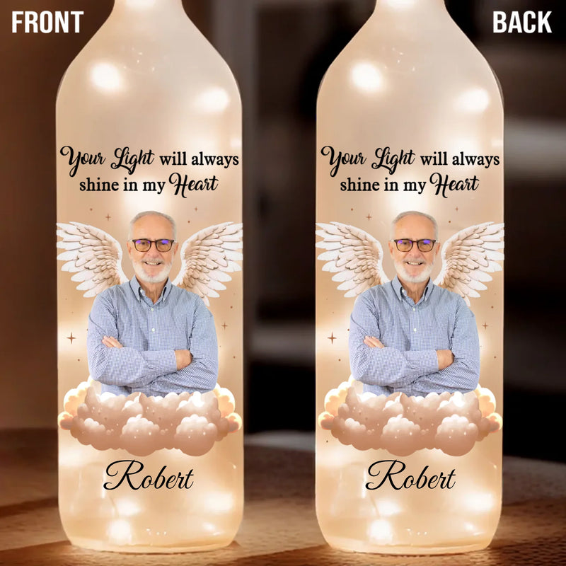 Custom Photo Love Never Ends It Just Changes Form - Memorial Personalized Custom Bottle Lamp - Sympathy Gift For Family Members