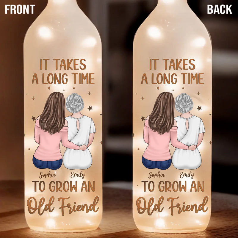 Side By Side, Through Thick And Thin - Bestie Personalized Custom Bottle Lamp - Gift For Best Friends, BFF, Sisters