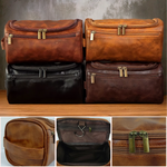 Custom Engraved Leather Toiletry Bag - New Arrival, Personalized Birthday Gifts For Dad, Husband, Grandpa - For The Man Who’s Always On The Move AMZ