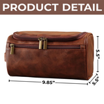 Custom Engraved Leather Toiletry Bag - New Arrival, Personalized Birthday Gifts For Dad, Husband, Grandpa - For The Man Who’s Always On The Move AMZ