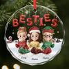 Custom Circle Glass Ornament - Personalized Best Friend Christmas Birthday Gifts For Women, Besties, Sisters, BFF - Good Energy Only