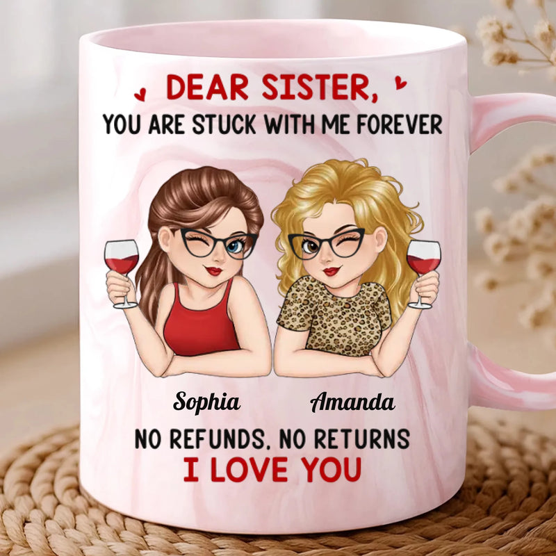 Custom 11oz Pink Marble Mug - Personalized Best Friend Birthday Gifts For Women, Besties, Sisters, BFF - I Smile Because You Are My Bestie