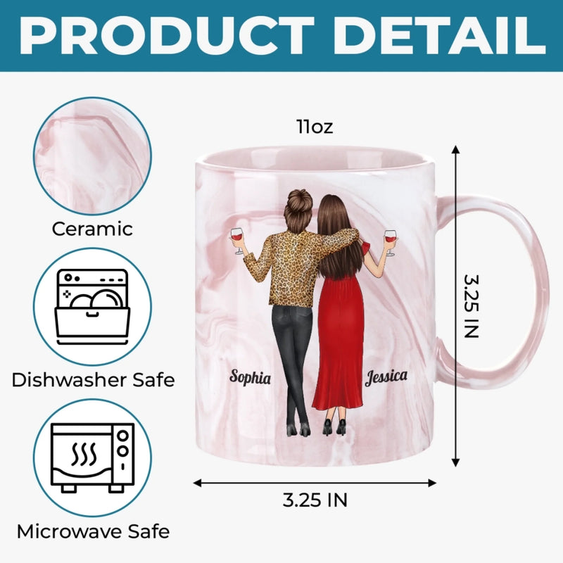 Custom 11oz Pink Marble Mug - Personalized Best Friend Birthday Gifts For Women, Besties, Sisters, BFF - Together We Shine Brighter
