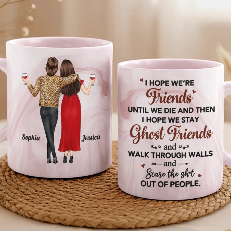 Custom 11oz Pink Marble Mug - Personalized Best Friend Birthday Gifts For Women, Besties, Sisters, BFF - Together We Shine Brighter
