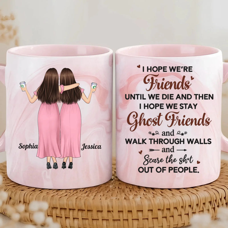 Custom 11oz Pink Marble Mug - Personalized Best Friend Birthday Gifts For Women, Besties, Sisters, BFF - Together We Shine Brighter