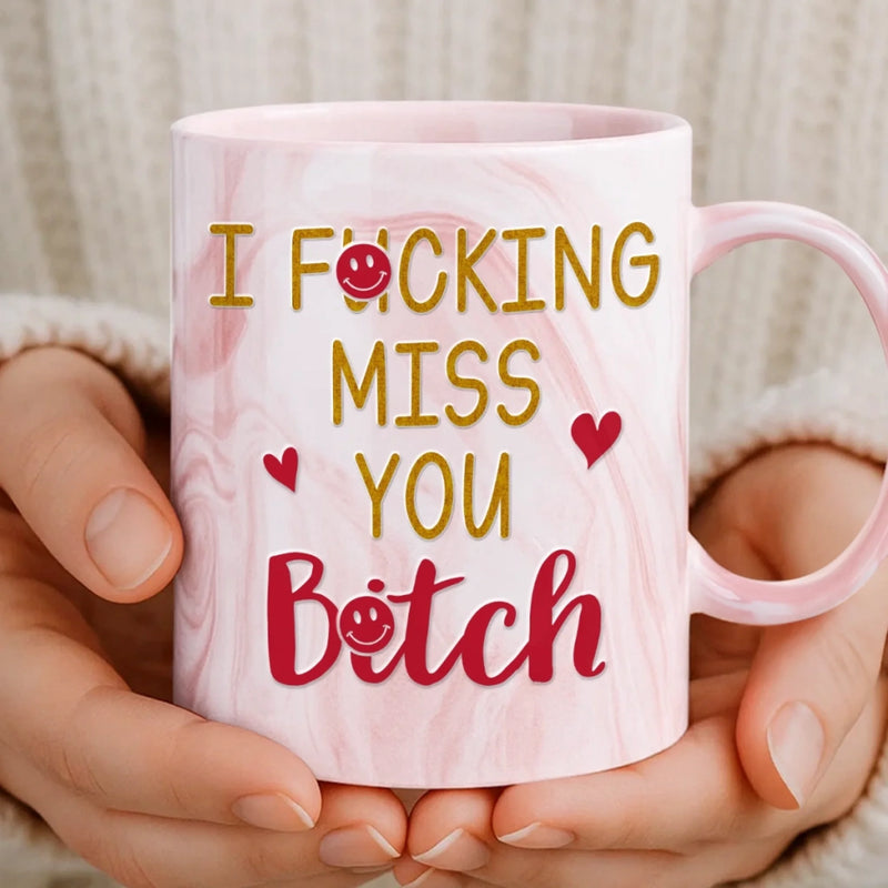 Custom 11oz Pink Marble Mug - Personalized Best Friend Birthday Gifts For Women, Besties, Sisters, BFF - Pretty Minds Pink Hearts