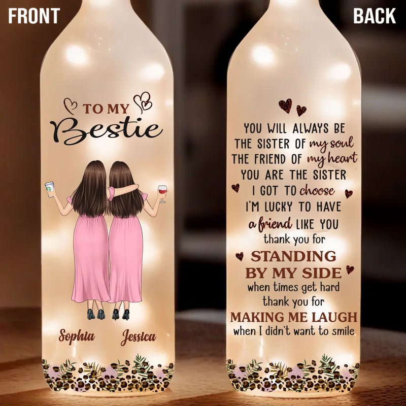Custom Bottle Lamp - Personalized Best Friend Birthday Gifts For Women, Besties, Sisters, BFF - Lighting The Way Together