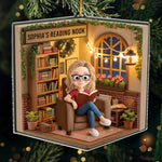 Custom Acrylic Ornament - Personalized Christmas Bookish Gifts For Book Lovers, Readers - This Nook Is My Happy Chapter