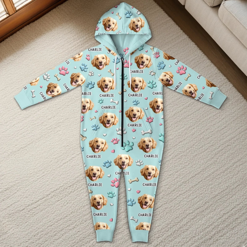 Custom Photo Adult Onesie - Personalized Christmas Birthday Gifts For Dog Cat Lovers, Dog Dad And Mom, Cat Owners - Me And My Dog, The Real Couple Goals