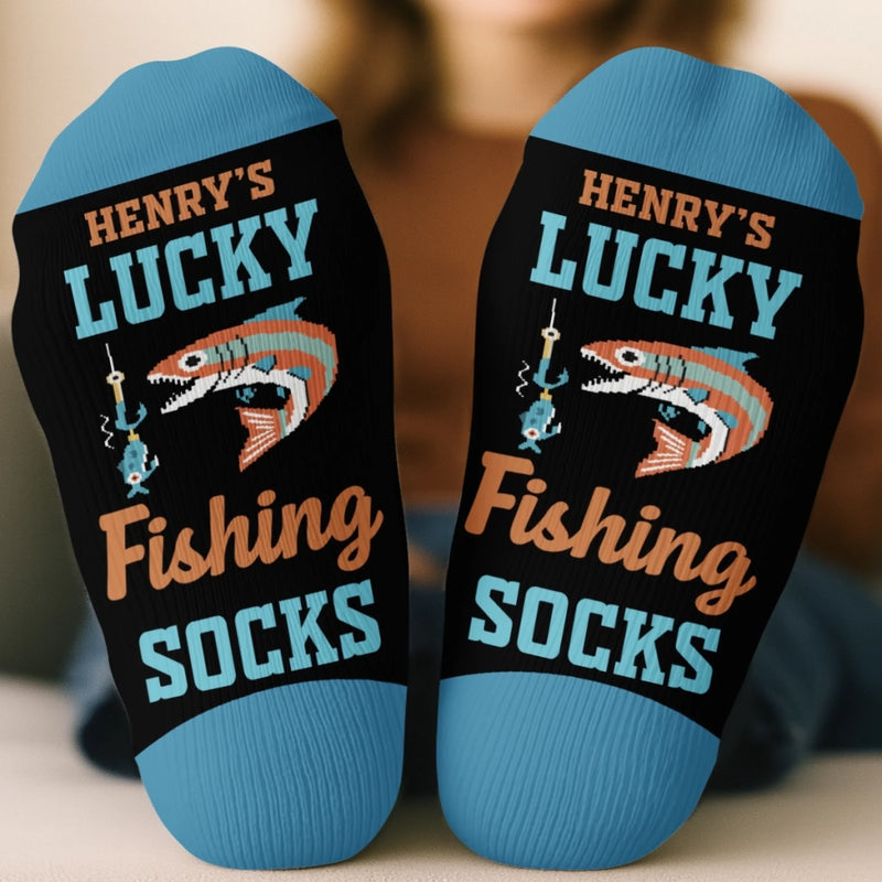 Custom Crew Socks - Personalized Christmas Birthday Fishing Gifts For Fisherman, Dad, Grandpa - Walk Like A Lucky Angler
