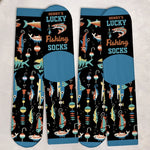 Custom Crew Socks - Personalized Christmas Birthday Fishing Gifts For Fisherman, Dad, Grandpa - Walk Like A Lucky Angler