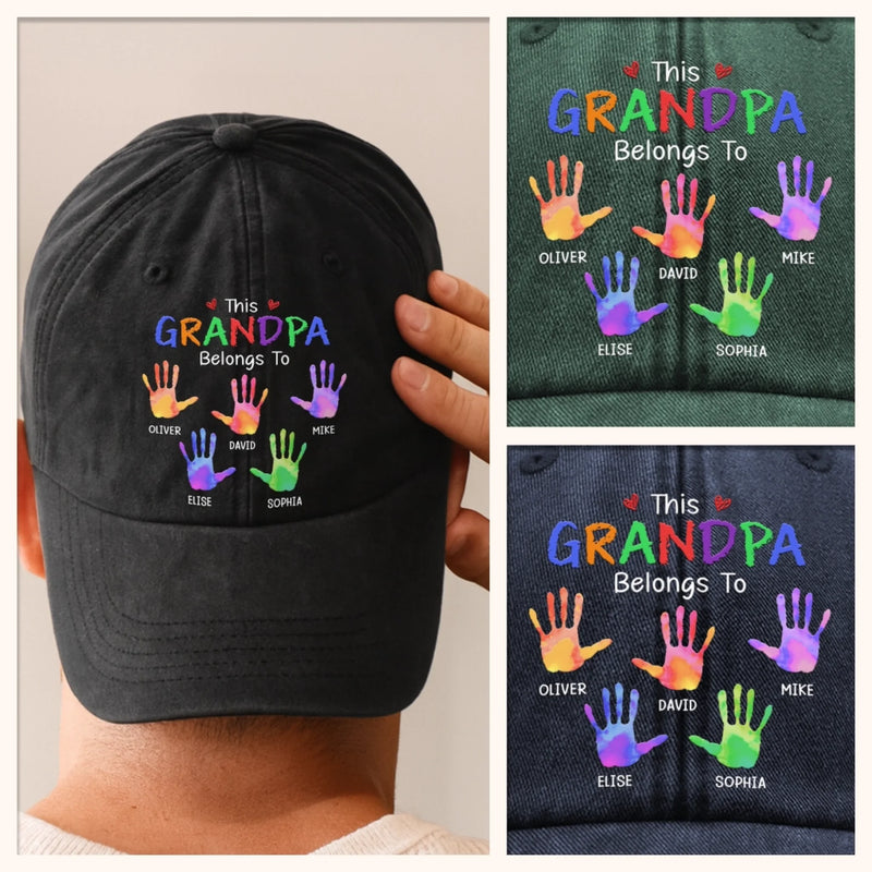 Custom Vintage Washed Denim Baseball Cap - Personalized Birthday Gifts For Dad, Grandpa - Hearts Growing Under Your Care