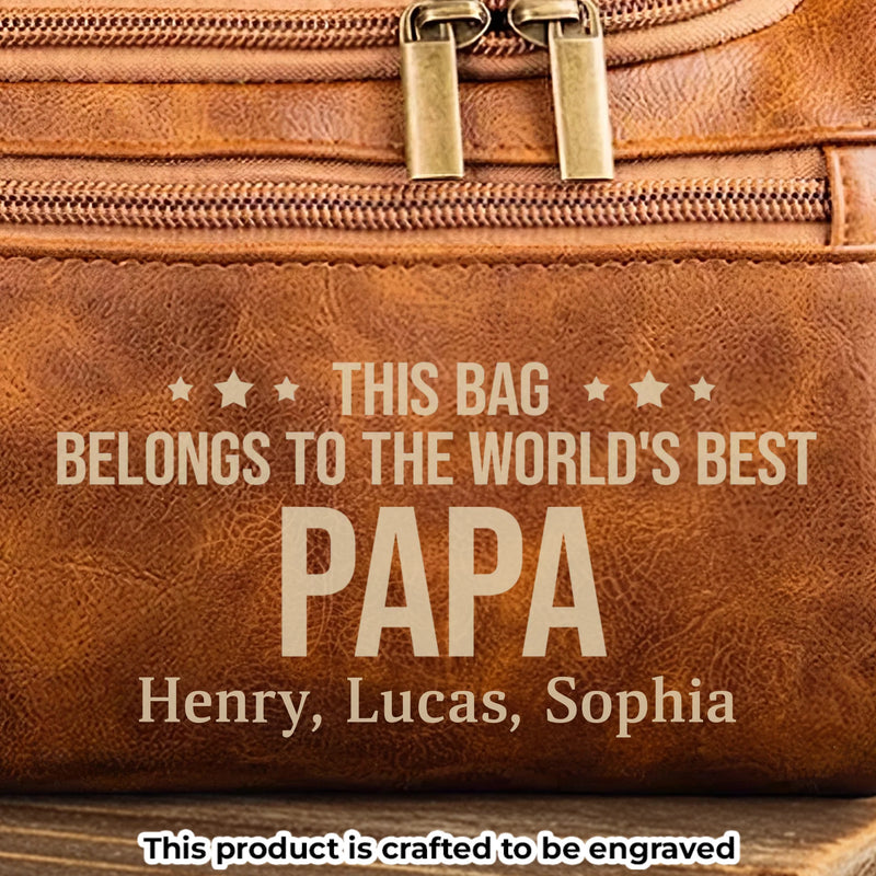 Custom Engraved Leather Toiletry Bag - Personalized Birthday Gifts For Dad, Grandpa - Guided By Their Endless Love