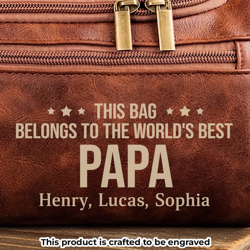 Custom Engraved Leather Toiletry Bag - Personalized Birthday Gifts For Dad, Grandpa - Guided By Their Endless Love