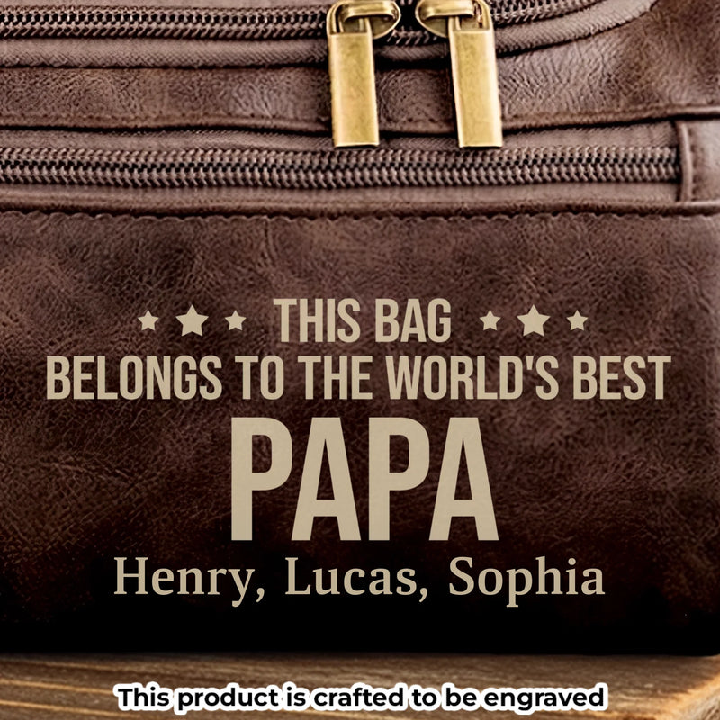 Custom Engraved Leather Toiletry Bag - Personalized Birthday Gifts For Dad, Grandpa - Guided By Their Endless Love