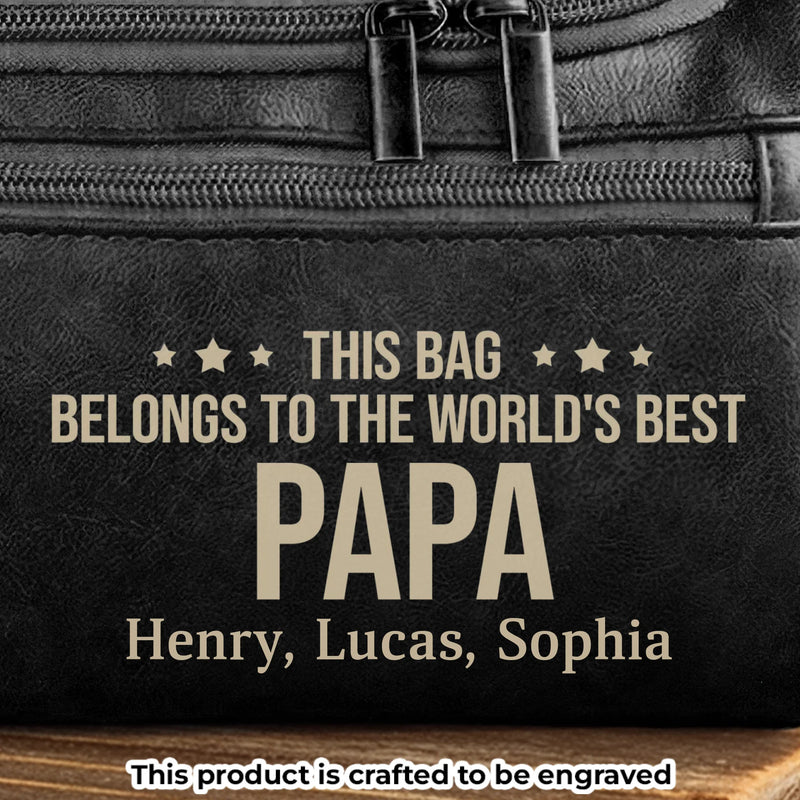 Custom Engraved Leather Toiletry Bag - Personalized Birthday Gifts For Dad, Grandpa - Guided By Their Endless Love