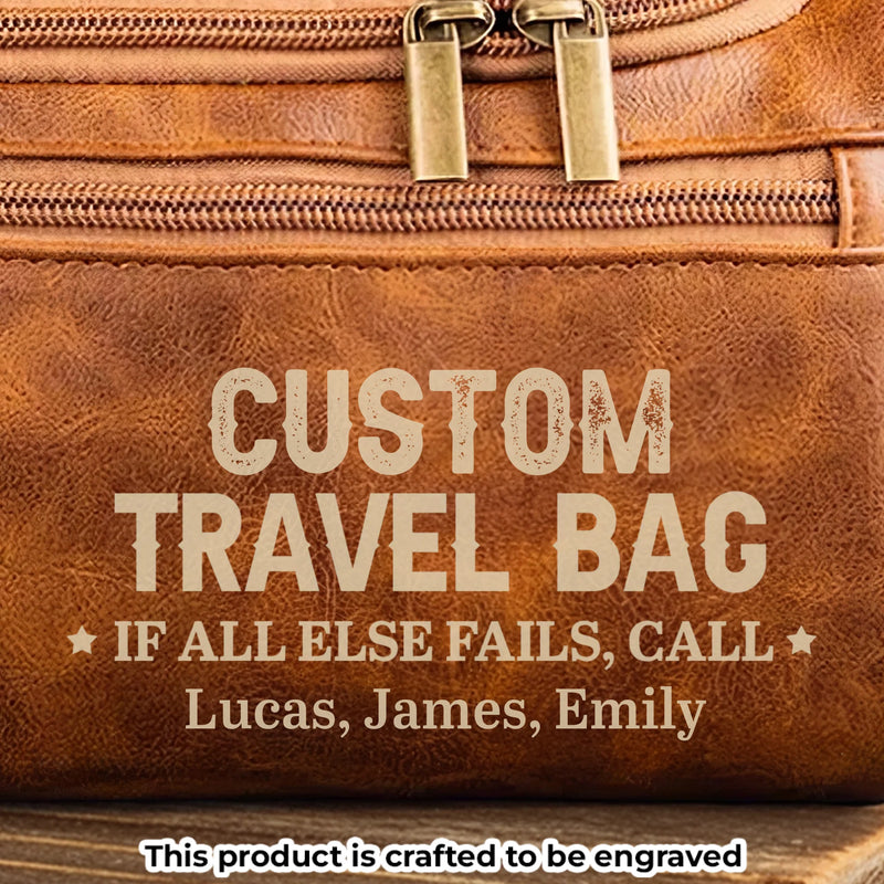 Custom Engraved Leather Toiletry Bag - Personalized Birthday Gifts For Dad, Grandpa - Generations Bound By Care