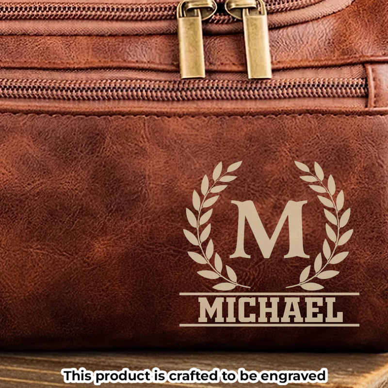 Custom Engraved Leather Toiletry Bag - Personalized Birthday Gifts For Dad, Brother, Grandpa, Husband - Built For Every Path