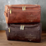Custom Engraved Leather Toiletry Bag - Personalized Birthday Gifts For Men - Crafted For A Good Man