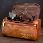 Custom Engraved Leather Toiletry Bag - Personalized Birthday Gifts For Men - Crafted For A Good Man