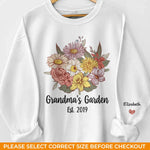 Each Flower Tells A Story, Every Name Holds Love - Family Personalized Custom Unisex Sweatshirt, Hoodie With Design On Sleeve - Mother's Day, Gift For Grandma