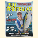 Custom Photo Magazine Blanket - Personalized Christmas Birthday Fishing Gifts For Anglers - Masters Of The Deep