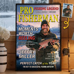 Custom Photo Magazine Vertical Poster - Personalized Christmas Birthday Fishing Gifts For Fisherman, Dad, Husband - The Legend Reels On