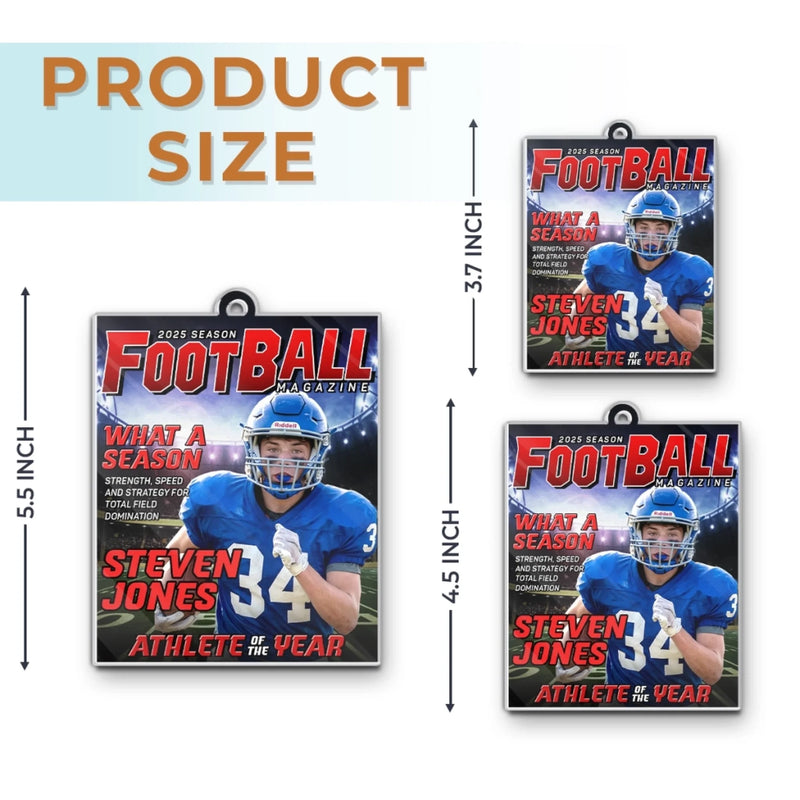 Custom Photo Magazine Acrylic Ornament - Personalized Christmas Birthday American Football Gifts For Football Lovers, Sports Fans, Sports Lovers - Born To Break Records