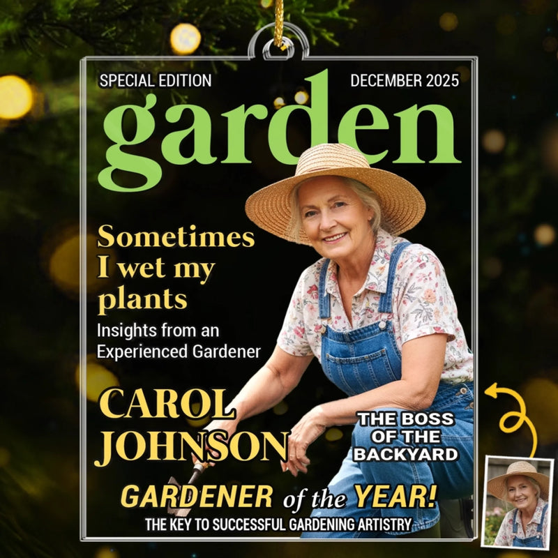 Custom Photo Magazine Acrylic Ornament - Personalized Christmas Birthday Garden Gifts For Gardeners - Official Plant Whisperer