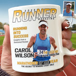 Custom Photo Magazine Mug - Personalized  Birthday Running Gifts For Runners, Marathoners, Sports Fans - Champions Train Daily