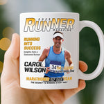 Custom Photo Magazine Mug - Personalized  Birthday Running Gifts For Runners, Marathoners, Sports Fans - Champions Train Daily