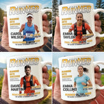 Custom Photo Magazine Mug - Personalized  Birthday Running Gifts For Runners, Marathoners, Sports Fans - Champions Train Daily