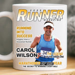 Custom Photo Magazine Mug - Personalized  Birthday Running Gifts For Runners, Marathoners, Sports Fans - Champions Train Daily
