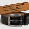 Custom Engraved Leather Belt - Personalized Anniversary Wedding Gifts For Husband And Wife, Him And Her - Together Is My Favorite Place