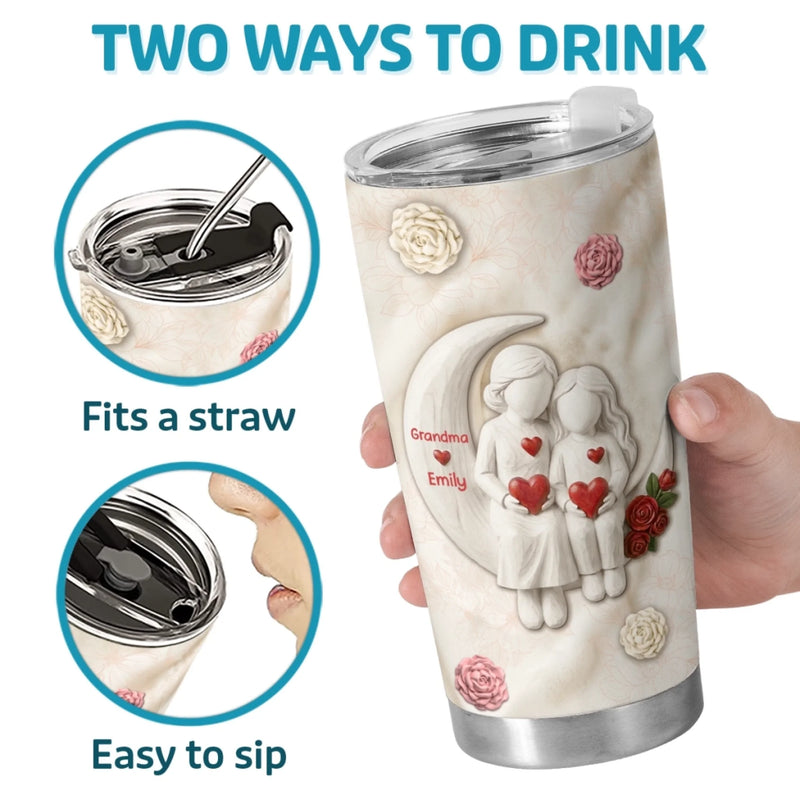 Custom Tumbler - Personalized Birthday Gifts For Grandma, Granddaughter - Love In Our Hearts
