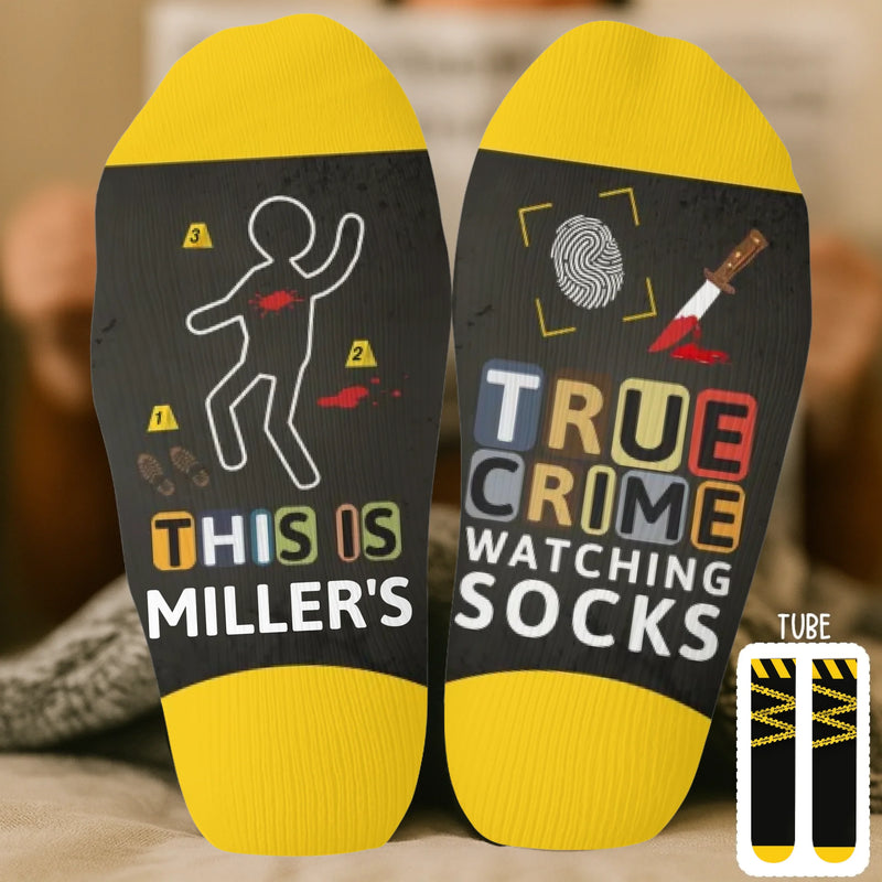 Custom True Crime Crew Socks - Personalized Birthday Gifts For Best Friends, Family, Coworker, Work Bestie - Killer Style Everyday