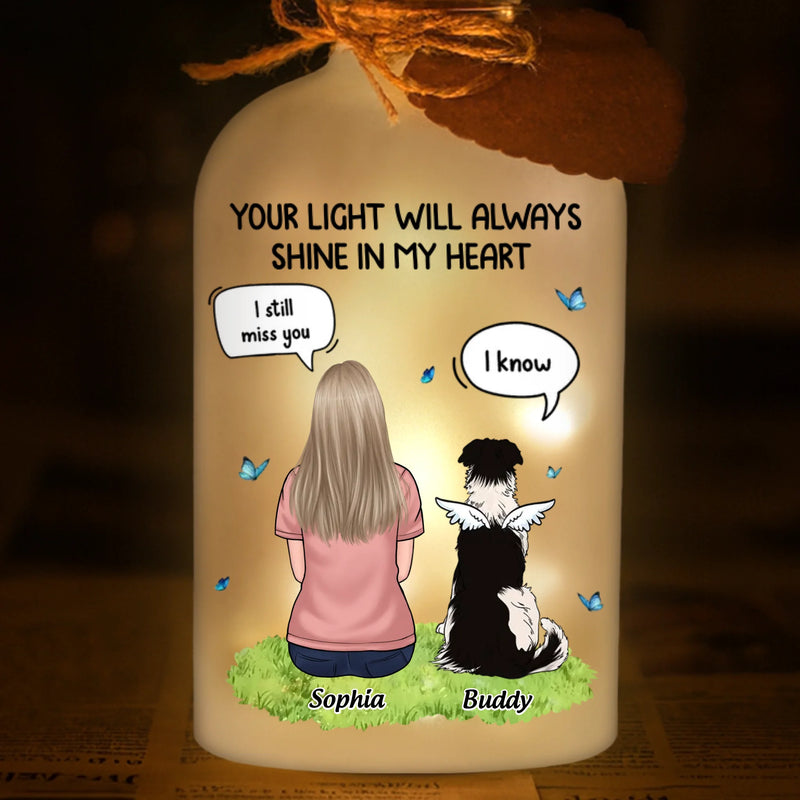 Custom Glass Bottle LED Light - Personalized Pet Christmas Memorial Sympathy Gifts For Dogs - Silent Companions Echo In Time