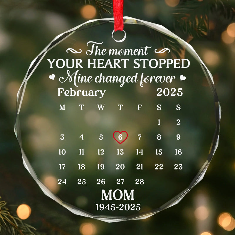 Custom Circle Glass Ornament - Personalized Christmas Memorial Sympathy Gifts For Loss Of Mom, Dad - In Our Hearts You Remain