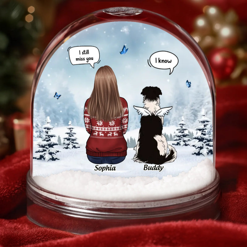 Custom Acrylic Snow Globe - Personalized Pet Christmas Memorial Sympathy Gifts For Dogs - Companions Etched In Gentle Memory