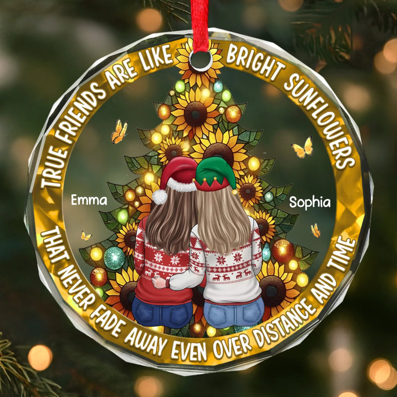 Custom Circle Glass Ornament - Personalized Best Friend Christmas Birthday Gifts For Women, Besties, Sisters, BFF - Sparkles Of Our Story