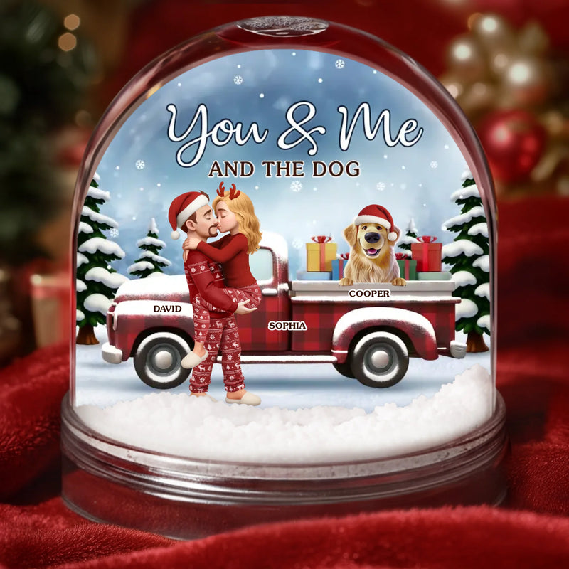 Custom Acrylic Snow Globe - Personalized  Anniversary Christmas Wedding Gifts For Husband And Wife, Dog Dad And Mom - Pawsitively In Love