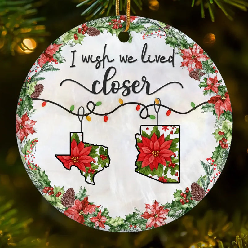 Custom Long Distance Ceramic Ornament - Personalized Best Friend Christmas Birthday Gifts For Women, Besties, Sisters, BFF - Distance Fades Friendship Stays