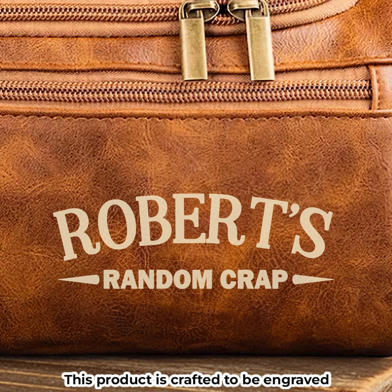 Custom Engraved Leather Toiletry Bag - Personalized  Christmas Birthday Gifts For Men - The Ultimate Man Kit