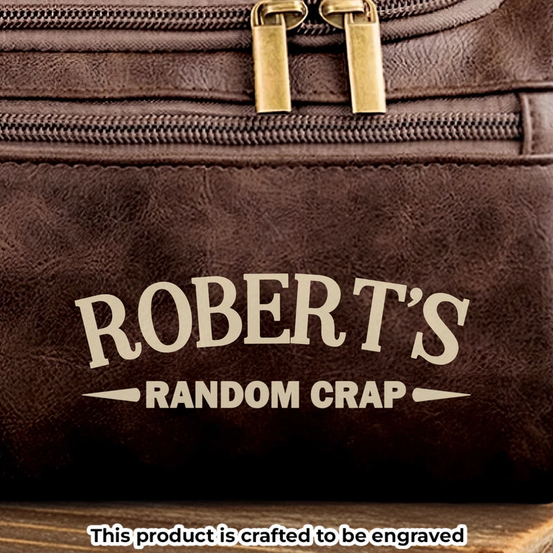 Custom Engraved Leather Toiletry Bag - Personalized  Christmas Birthday Gifts For Men - The Ultimate Man Kit